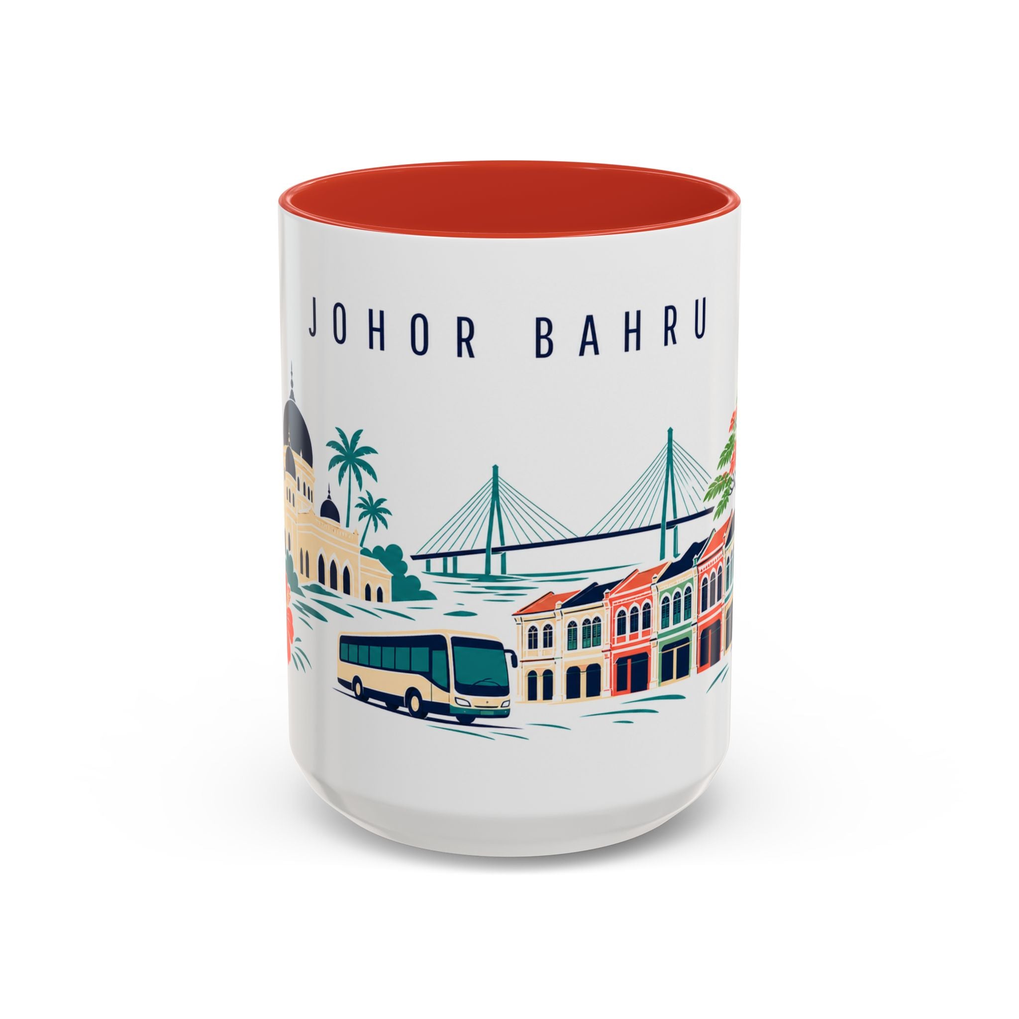 Johor Bahru Coffee Mug | Malaysia Travel Souvenir | Porcelain Decal City Gift | 11oz 15oz Accent Mug