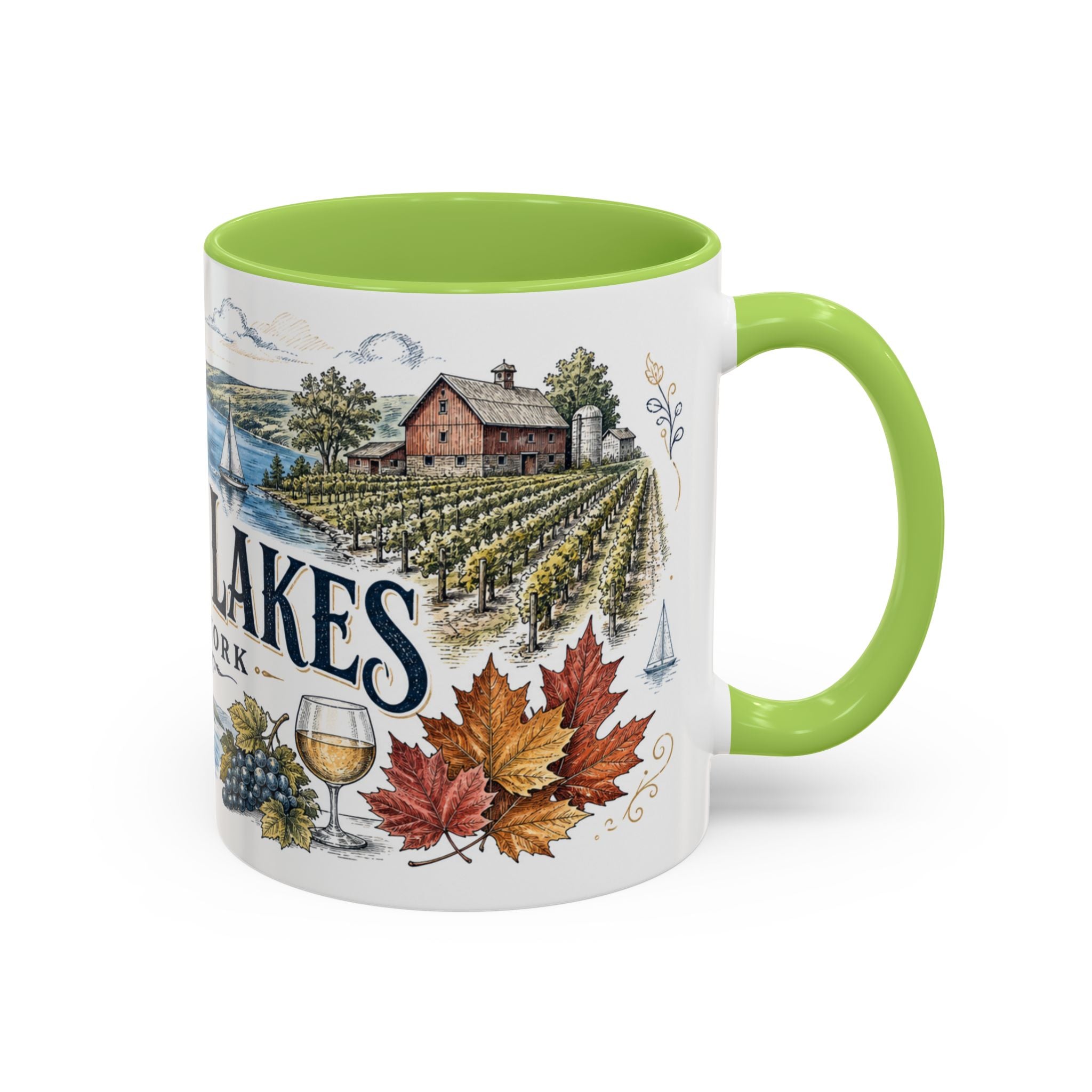 Finger Lakes Mug, New York Travel Souvenir, Bucket List Gift, Accent Ceramic Coffee Mug 11oz 15oz