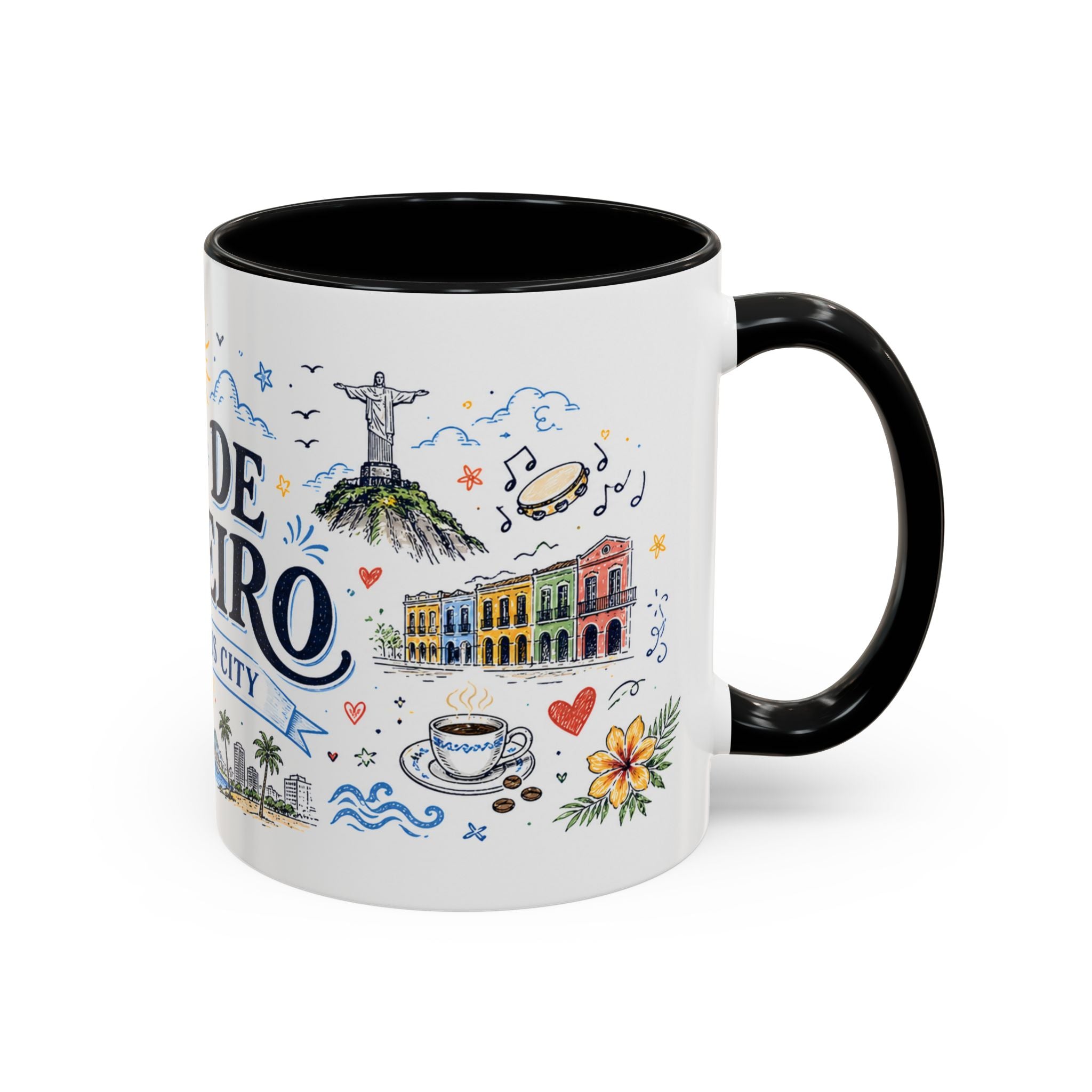 Rio de Janeiro Coffee Mug | Brazil Souvenir Travel Gift | Accent Color Ceramic 11oz 15oz