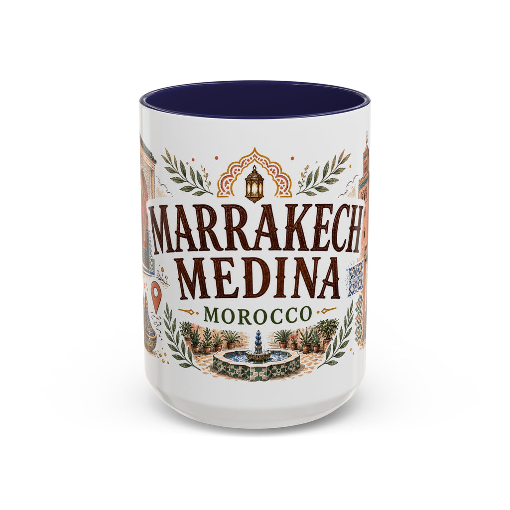 Marrakech Medina Coffee Mug | Travel Destination Souvenir Gift | Accent Color Ceramic 11oz 15oz