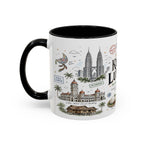 Kuala Lumpur Coffee Mug | Malaysia Souvenir Travel Gift | Accent Color Ceramic 11oz 15oz