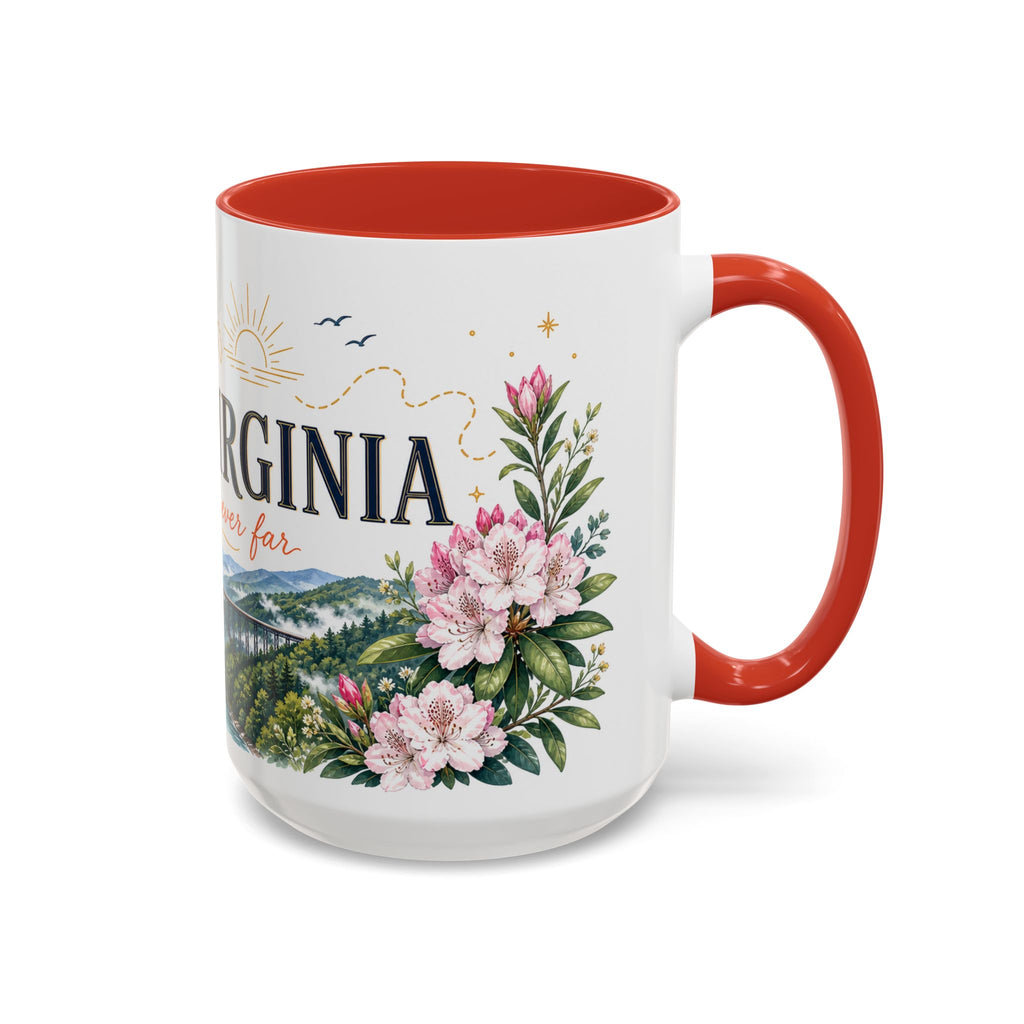 West Virginia State Map Mug | Appalachian Bridge, Rhododendron Accent Coffee Cup