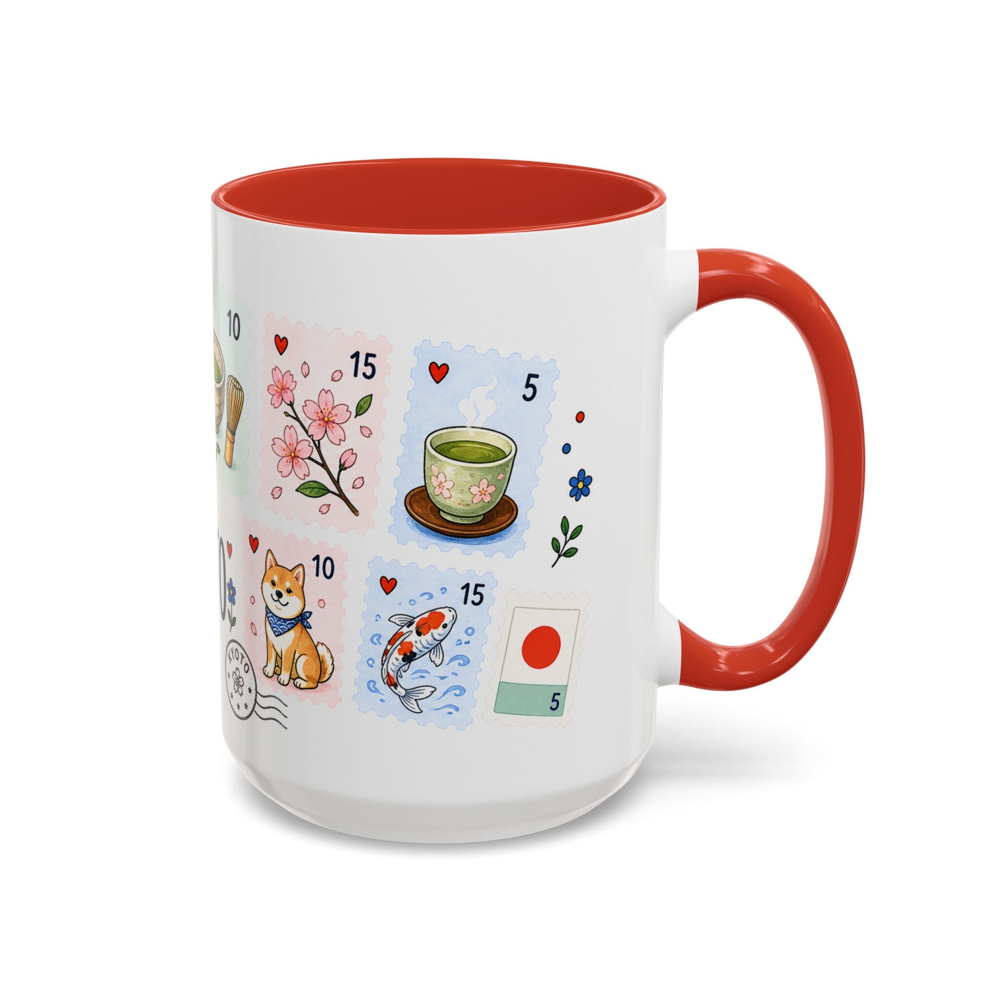 Kyoto Coffee Mug | Postage Stamp Collage Mug | Travel Souvenir Accent Cup 11oz 15oz