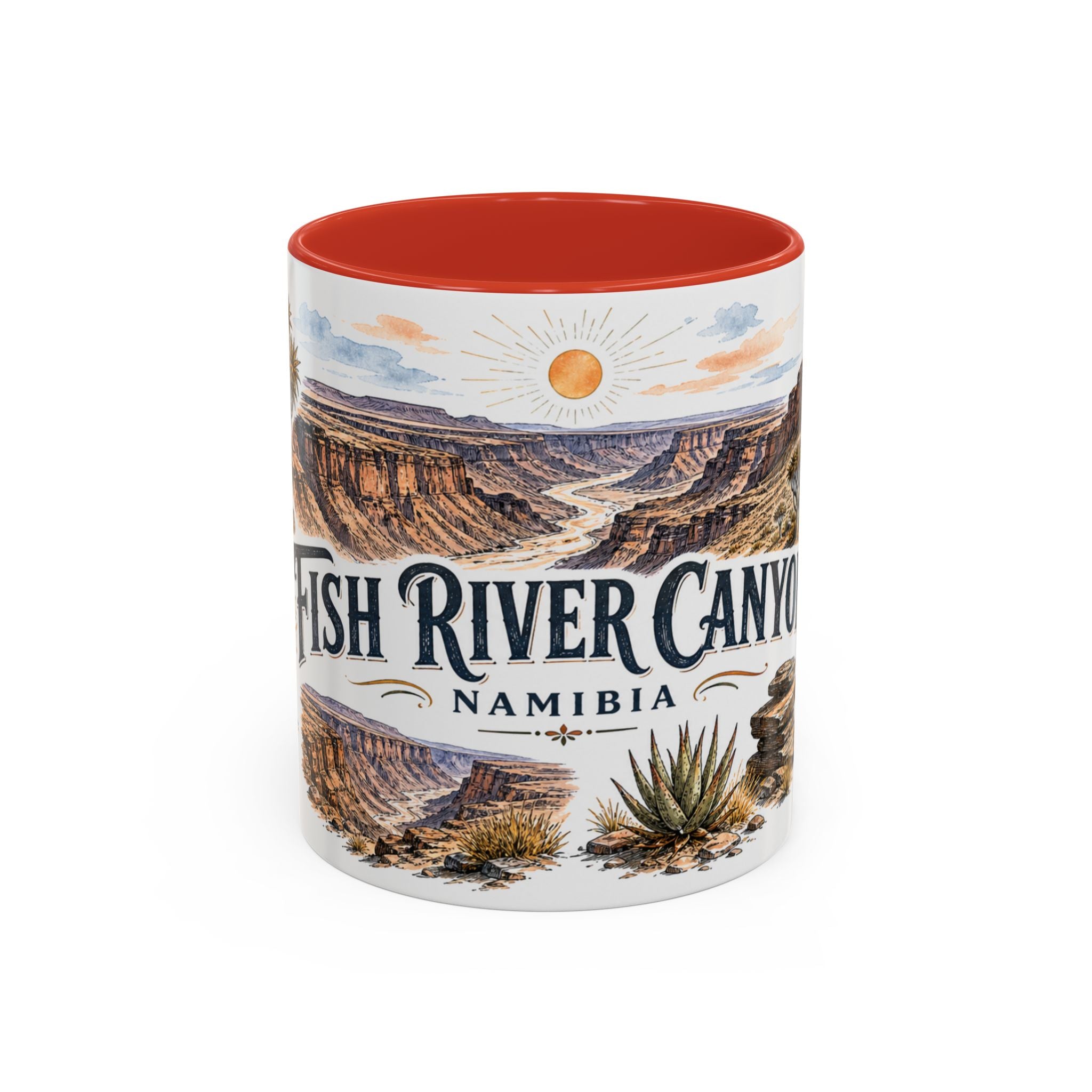 Fish River Canyon Mug, Namibia Travel Souvenir, Bucket List Gift, Accent Ceramic Coffee Mug 11oz 15oz