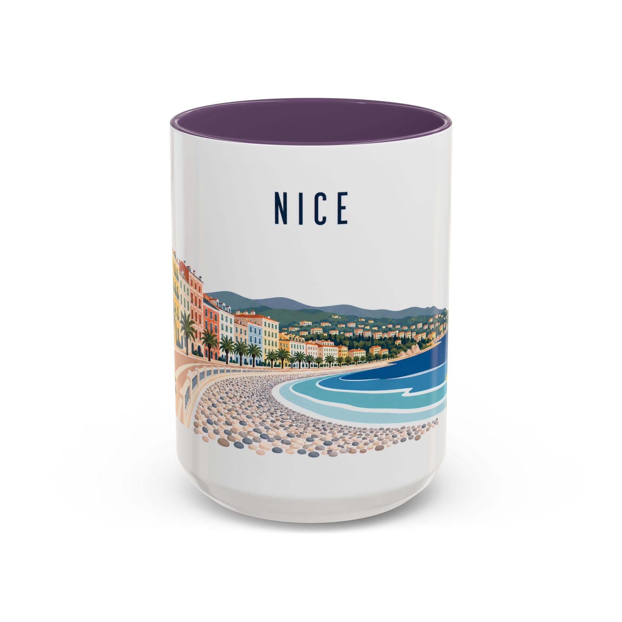 Nice Coffee Mug | France Travel Souvenir | Porcelain Decal City Gift | 11oz 15oz Accent Mug