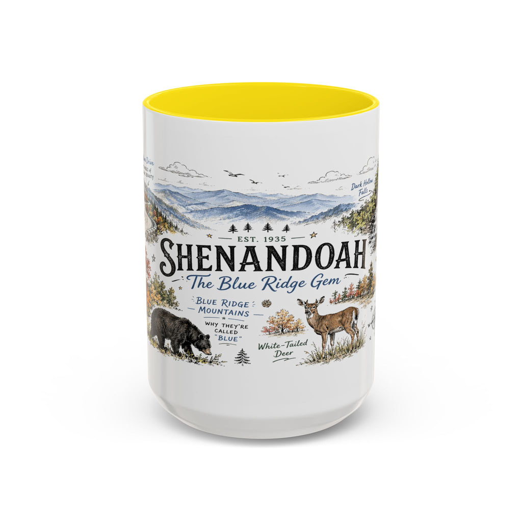Shenandoah National Park Coffee Mug | Virginia Blue Ridge Hiking Autumn Gift | Accent Color Ceramic 11oz 15oz