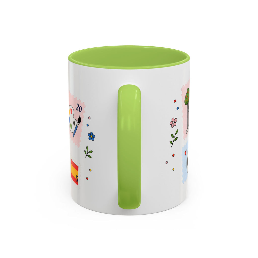 Madrid Coffee Mug | Postage Stamp Collage Mug | Travel Souvenir Accent Cup 11oz 15oz