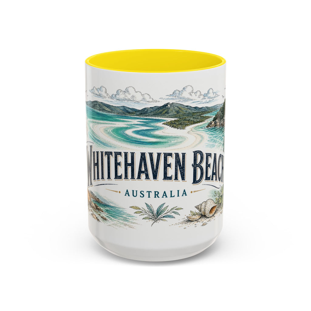 Whitehaven Beach Mug, Australia Travel Souvenir, Bucket List Gift, Accent Ceramic Coffee Mug 11oz 15oz