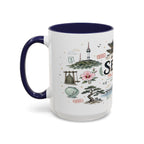 Seoul Coffee Mug | Korea Souvenir Travel Gift | Accent Color Ceramic 11oz 15oz