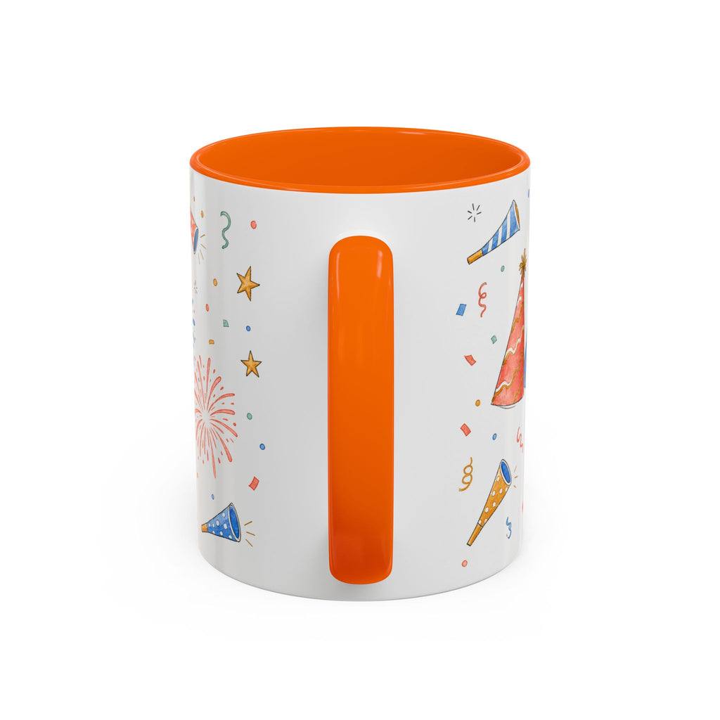 New Year Confetti Mug | Party Popper Watercolor Celebration Gift | Accent Cup 11oz 15oz