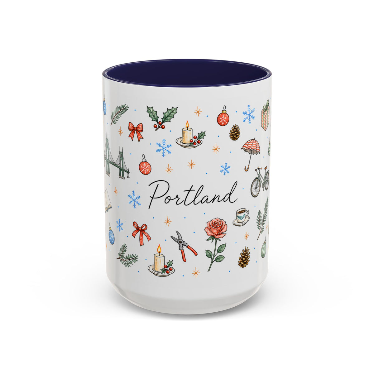 Portland Christmas Watercolor Mug | City Souvenir Coffee Cup (11oz 15oz)