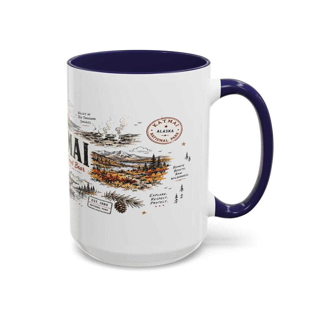 Katmai National Park Coffee Mug | Alaska Bear Watching Wildlife Gift | Accent Color Ceramic 11oz 15oz