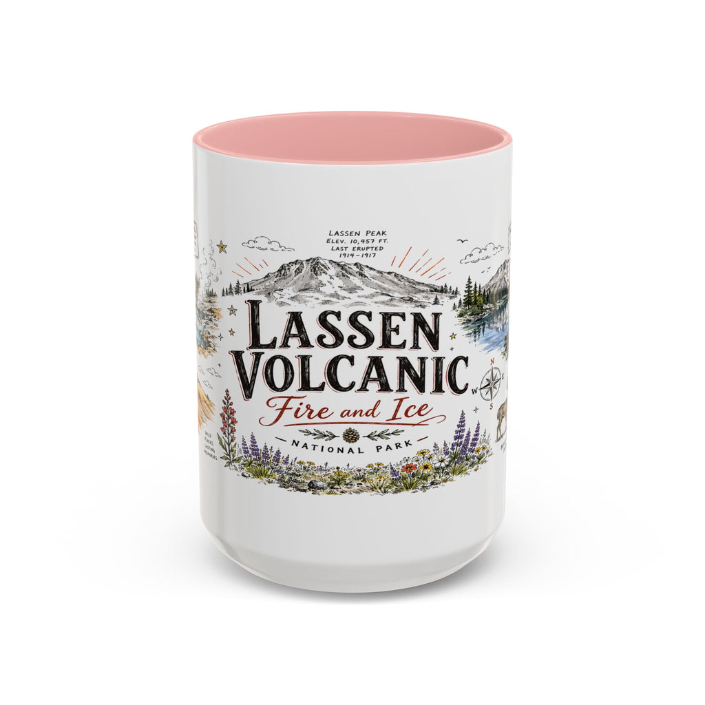 Lassen Volcanic National Park Coffee Mug | California Volcano Geothermal Hiking Gift | Accent Color Ceramic 11oz 15oz