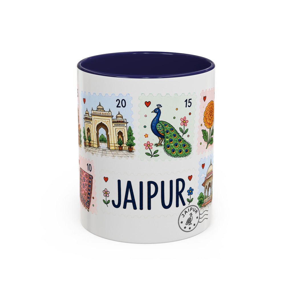 Jaipur Coffee Mug | Postage Stamp Collage Mug | Travel Souvenir Accent Cup 11oz 15oz