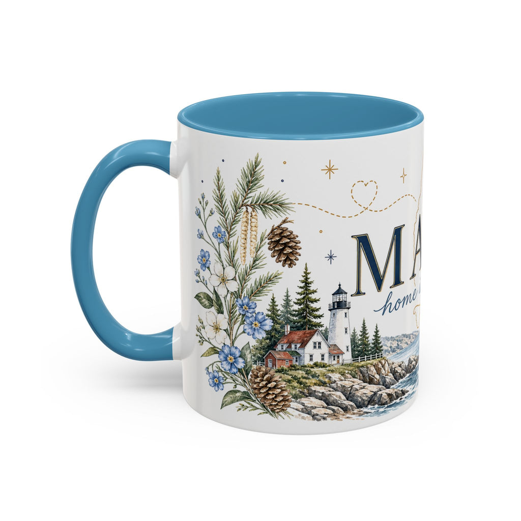 Maine State Mug | Moving Away, Long Distance Friendship Gift | 11oz 15oz Accent Mug