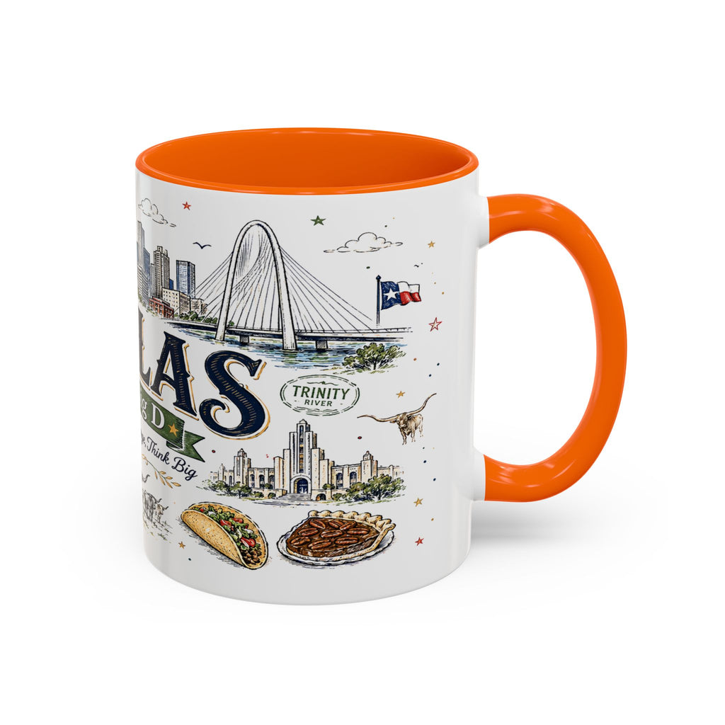 Dallas Coffee Mug | Texas Souvenir City Gift | Accent Color Ceramic 11oz 15oz