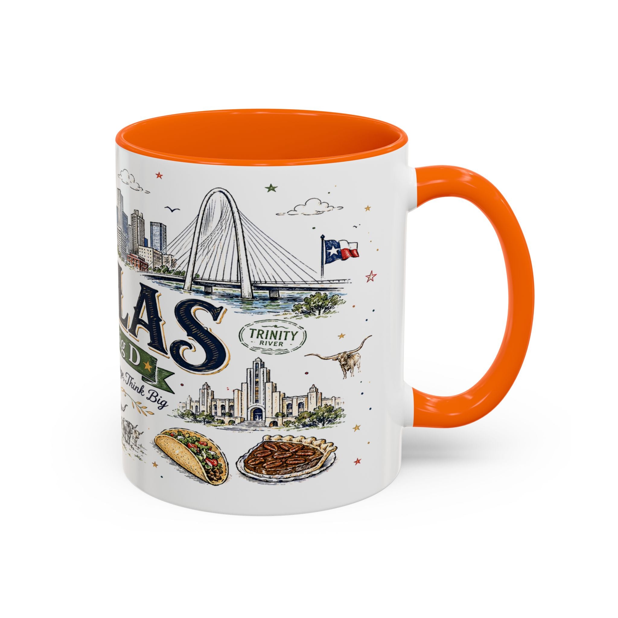 Dallas Coffee Mug | Texas Souvenir City Gift | Accent Color Ceramic 11oz 15oz