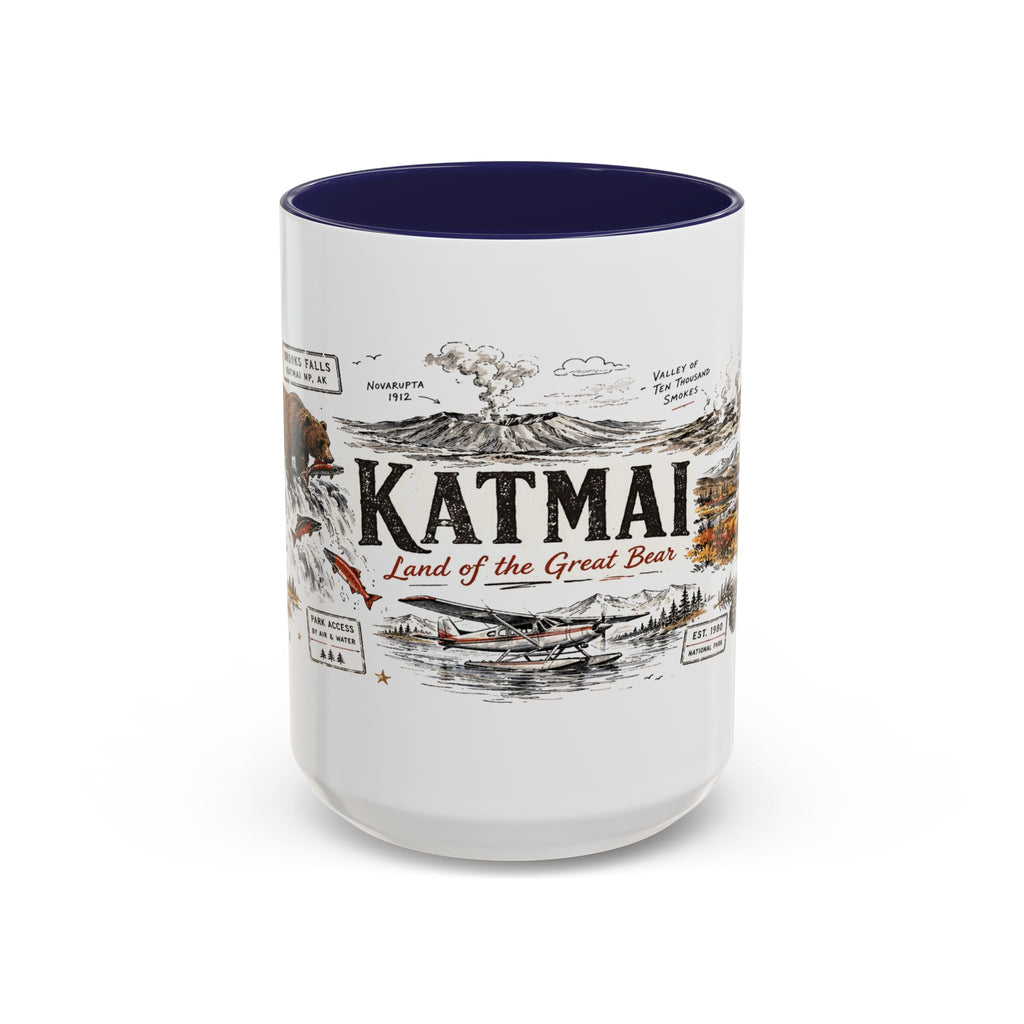 Katmai National Park Coffee Mug | Alaska Bear Watching Wildlife Gift | Accent Color Ceramic 11oz 15oz