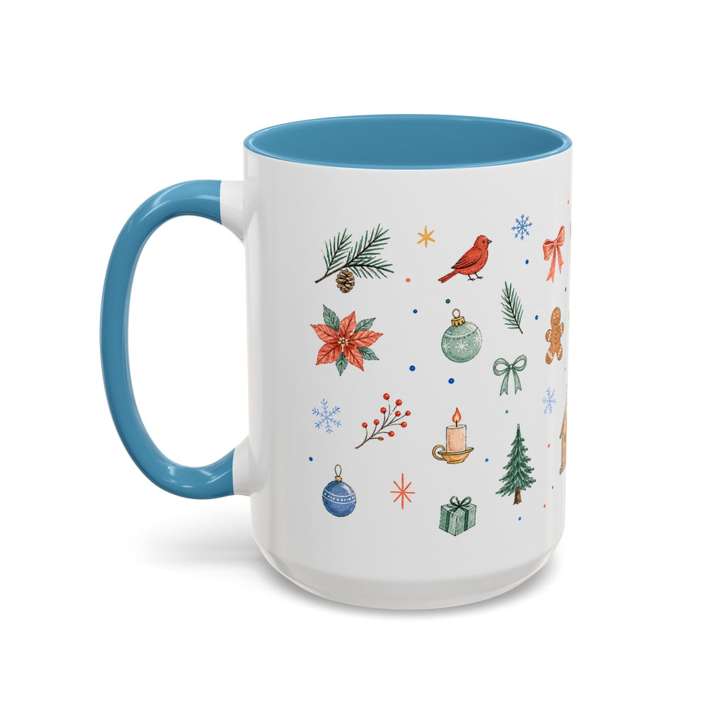 Woodland Christmas Mug | Deer Bird Watercolor Holiday Gift | Accent Cup 11oz 15oz