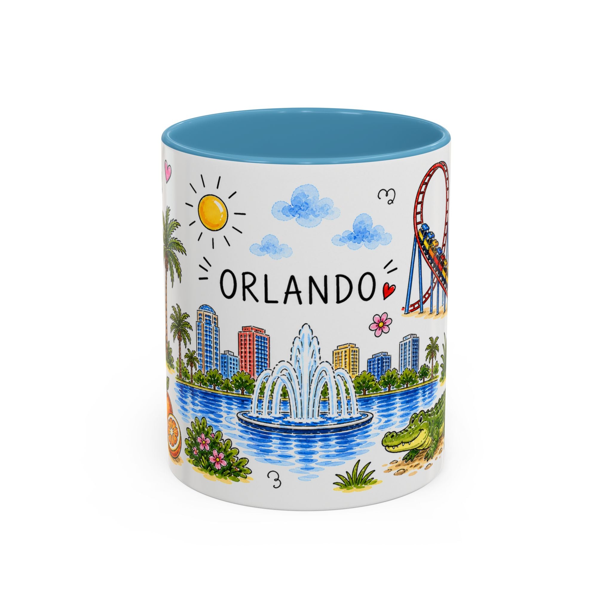 Orlando Illustrated Travel Mug | City Souvenir Accent Coffee Mug | 11oz 15oz Ceramic Cup