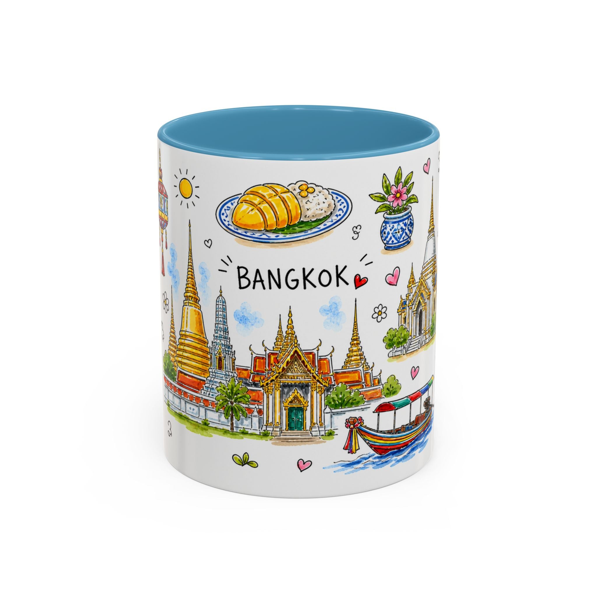 Bangkok Illustrated Travel Mug | City Souvenir Accent Coffee Mug | 11oz 15oz Ceramic Cup