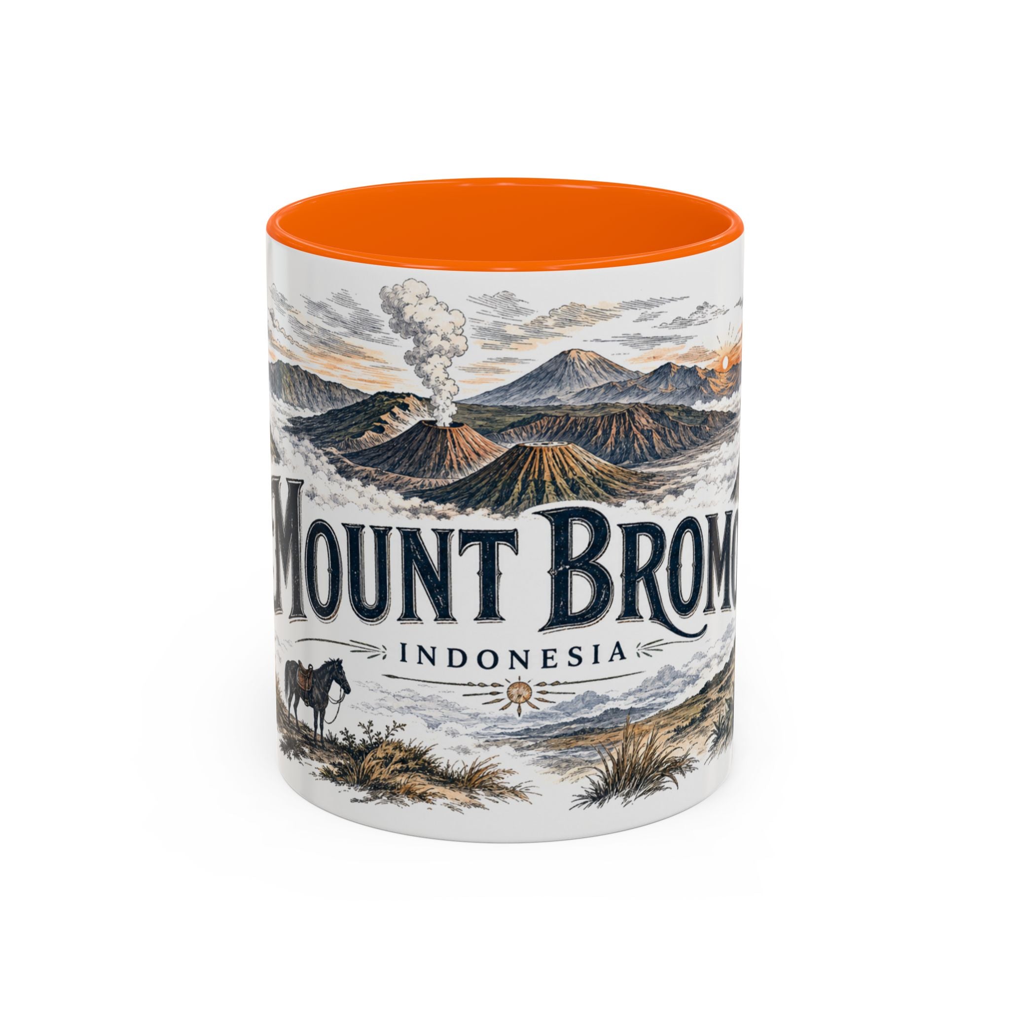 Mount Bromo Mug, Indonesia Travel Souvenir, Bucket List Gift, Accent Ceramic Coffee Mug 11oz 15oz