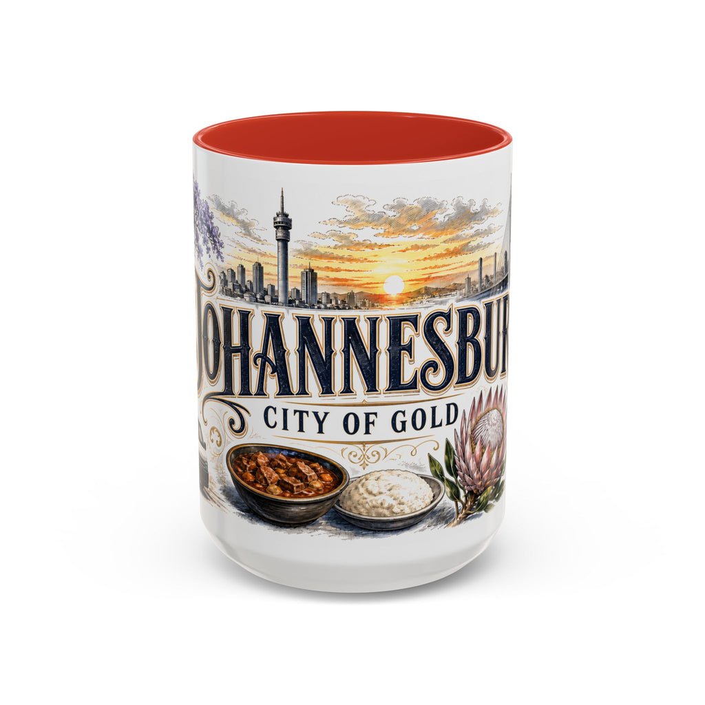 Johannesburg Coffee Mug | South Africa Travel Souvenir | Vintage Illustrated City Gift | 11 oz 15 oz Accent Mug