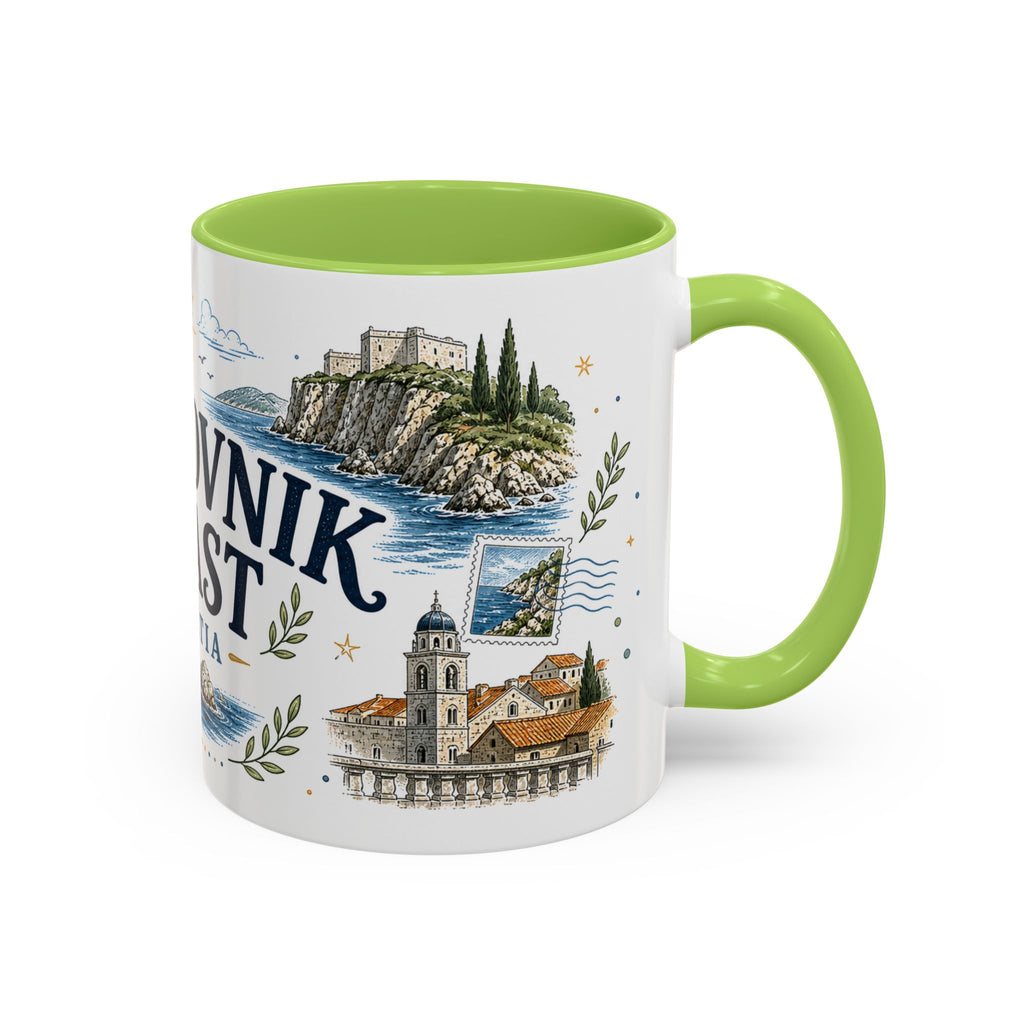 Dubrovnik Coast Coffee Mug | Travel Destination Souvenir Gift | Accent Color Ceramic 11oz 15oz