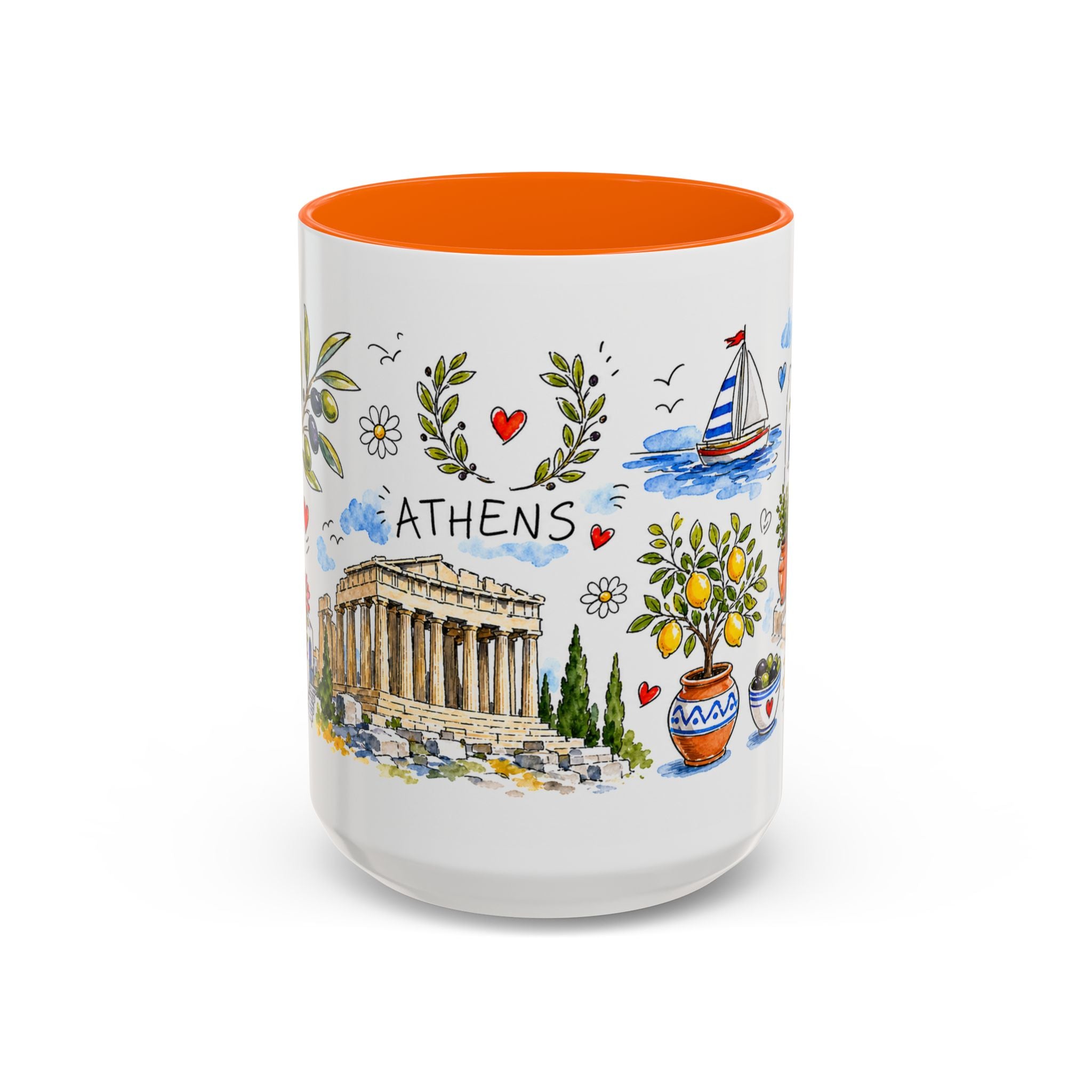 Athens Travel Mug | European City Souvenir Accent Coffee Mug | 11oz 15oz Ceramic Cup