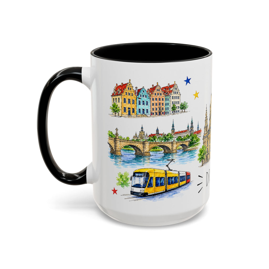 Dresden Illustrated Travel Mug | City Souvenir Accent Coffee Mug | 11oz 15oz Ceramic Cup