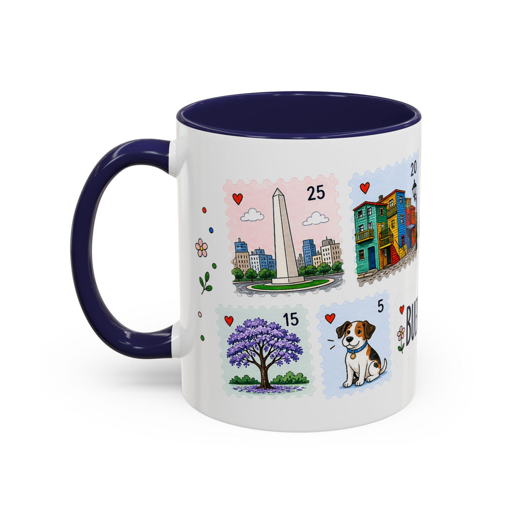 Buenos Aires Coffee Mug | Postage Stamp Collage Mug | Travel Souvenir Accent Cup 11oz 15oz