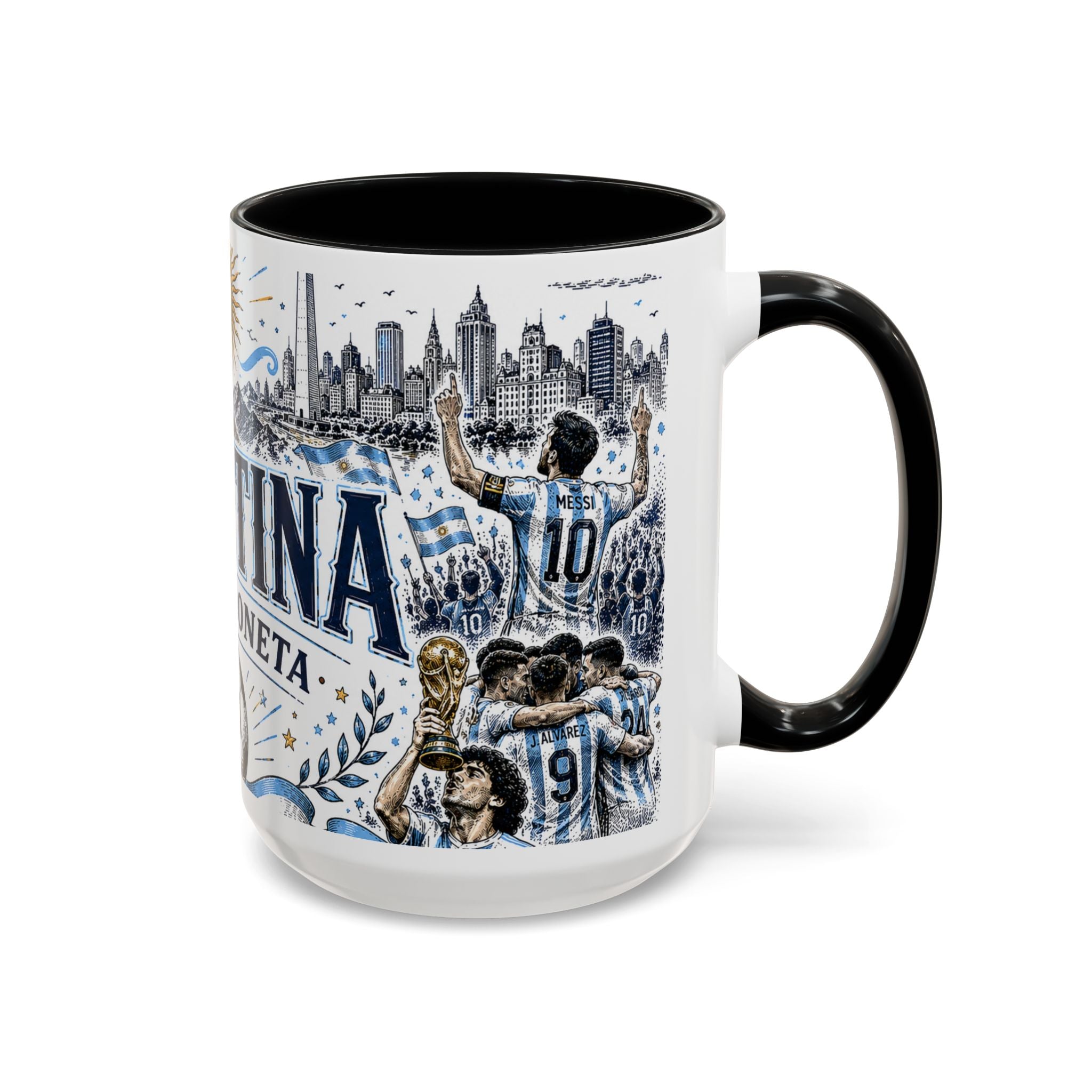 Argentina Soccer Coffee Mug | Soccer Fan Gift | Accent Color Ceramic 11oz 15oz Match Day Cup
