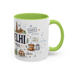 New Delhi Coffee Mug | India Souvenir Travel Gift | Accent Color Ceramic 11oz 15oz