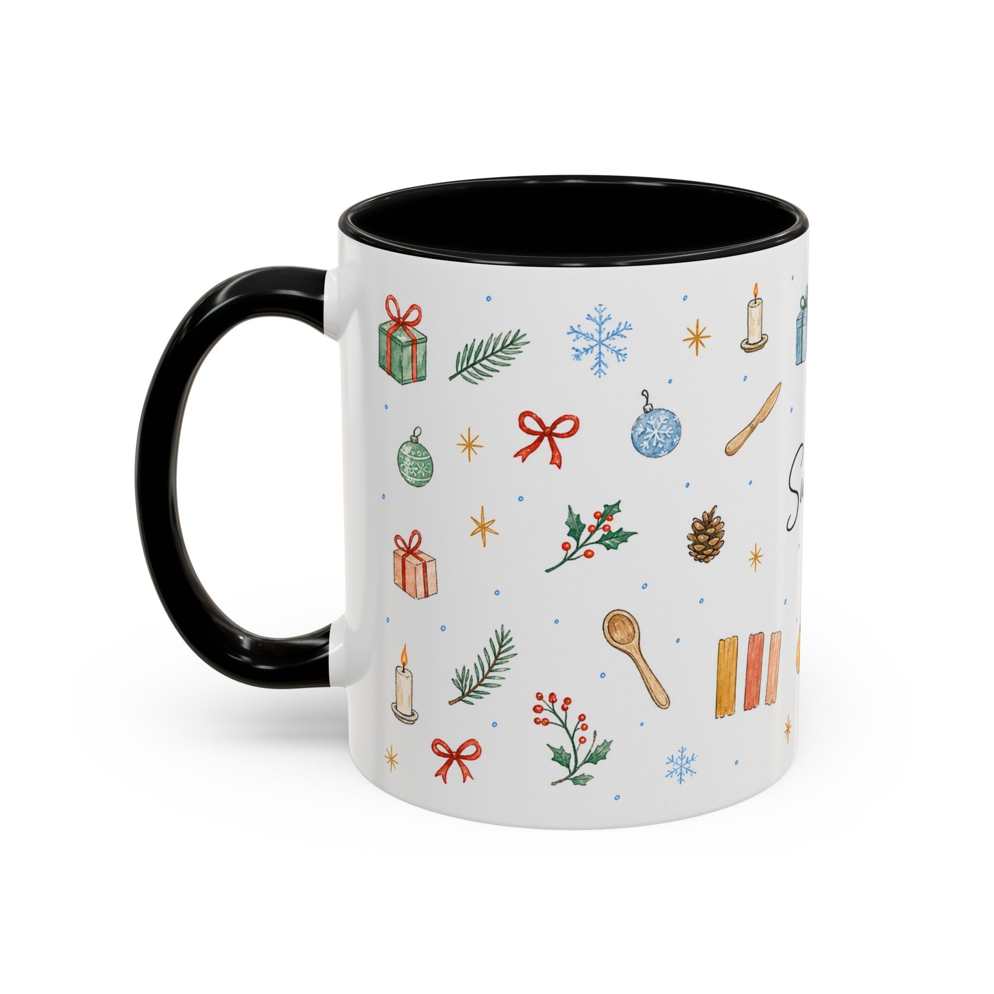 Sweden Christmas Mug | Watercolor Travel Souvenir | Holiday Gift | Accent Ceramic Coffee Cup 11oz 15oz
