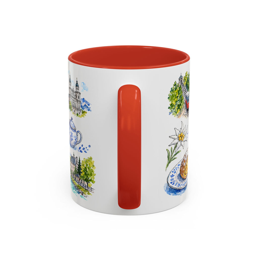Salzburg Illustrated Travel Mug | City Souvenir Accent Coffee Mug | 11oz 15oz Ceramic Cup