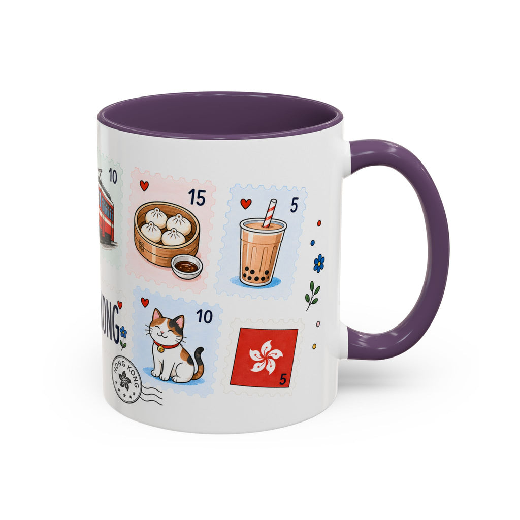 Hong Kong Coffee Mug | Postage Stamp Collage Mug | Travel Souvenir Accent Cup 11oz 15oz