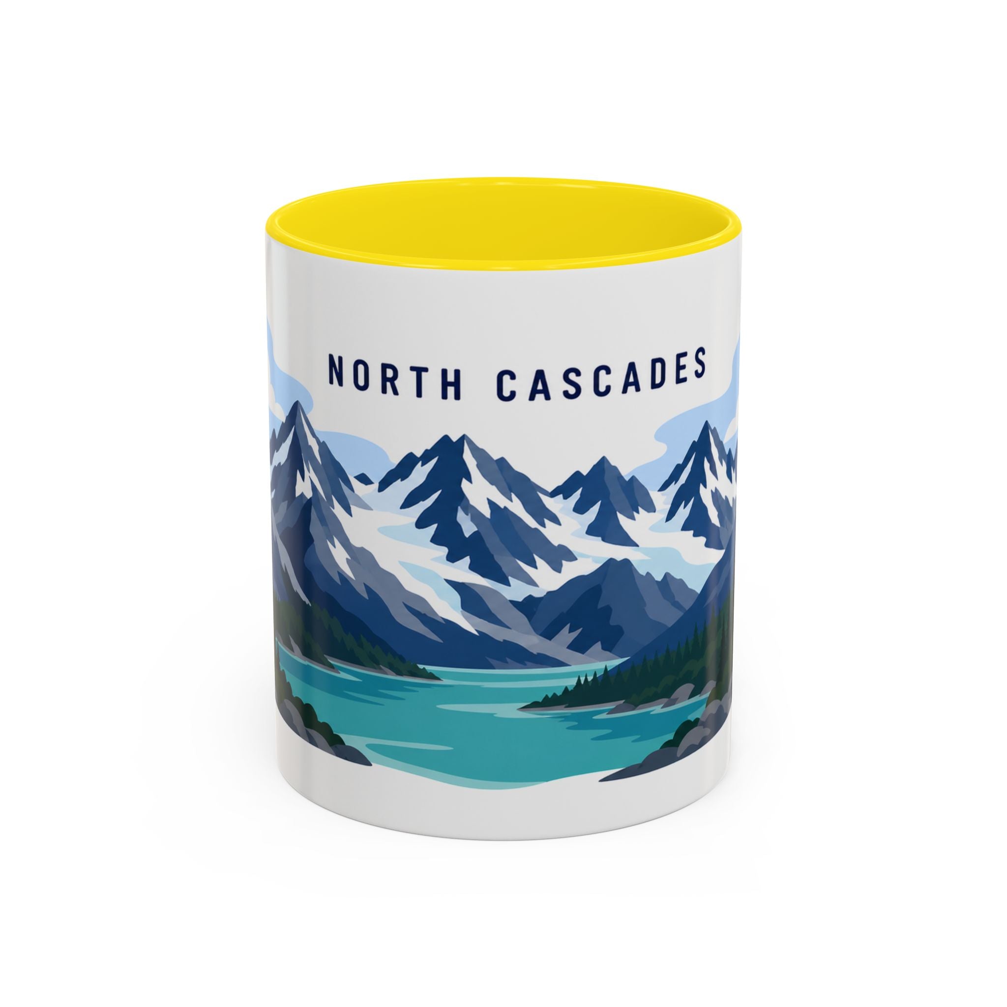 North Cascades National Park Coffee Mug | Solid Color Block Park Souvenir | 11oz 15oz Accent Mug