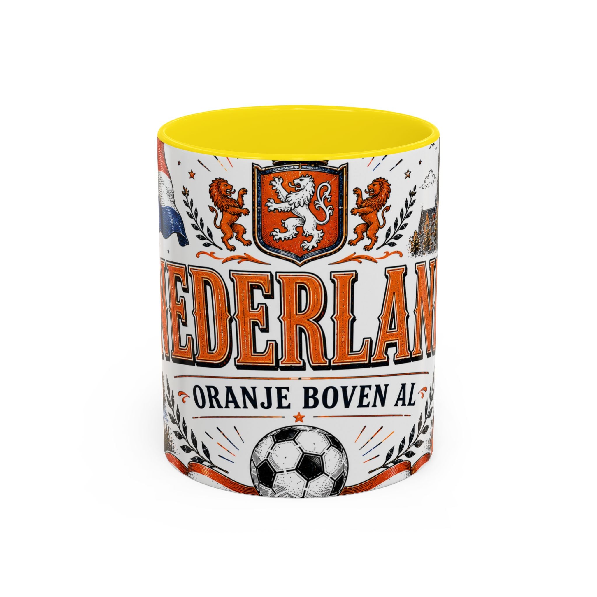 Netherlands Soccer Coffee Mug | World Cup Fan Gift | Accent Color Ceramic 11oz 15oz Match Day Cup