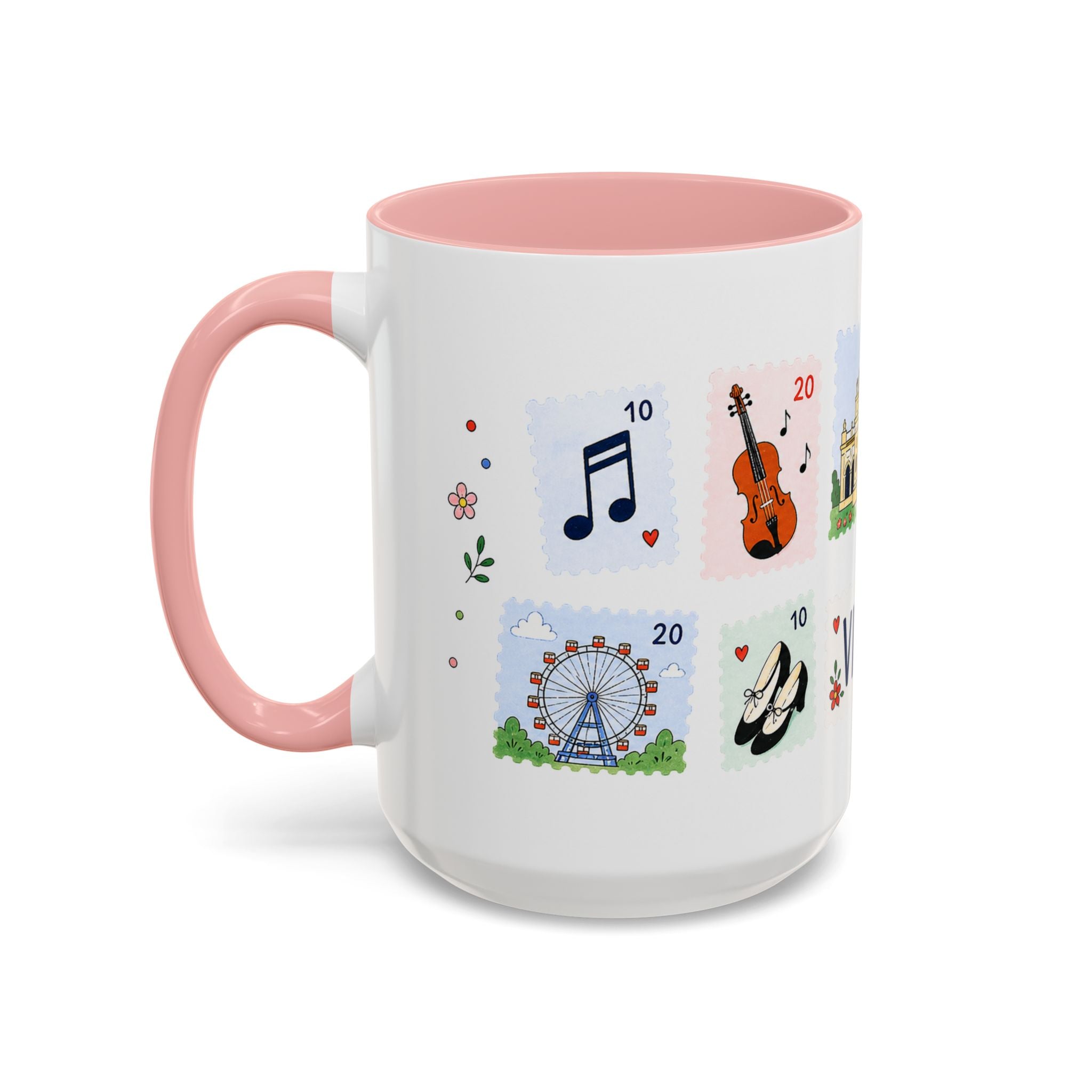 Vienna Coffee Mug | Postage Stamp Collage Mug | Travel Souvenir Accent Cup 11oz 15oz