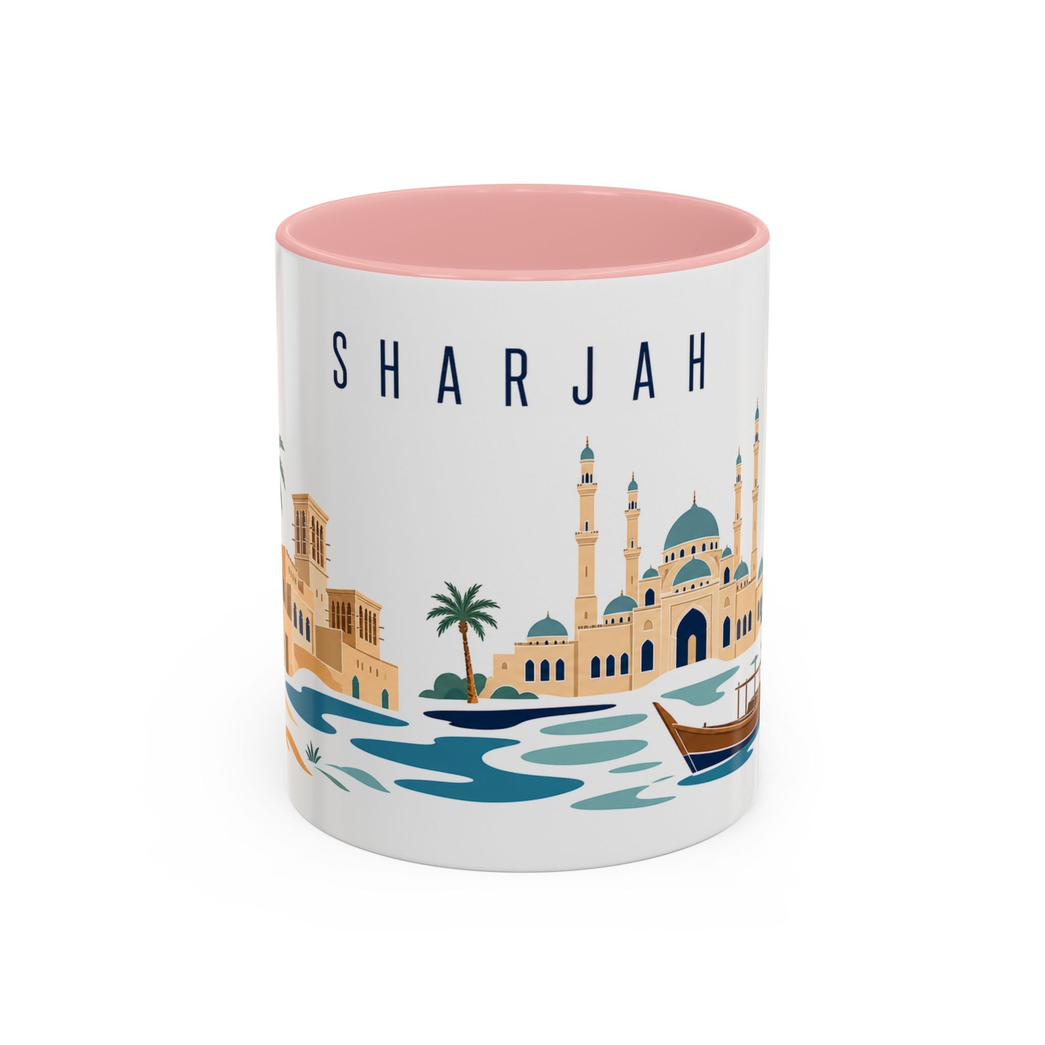 Sharjah Coffee Mug | United Arab Emirates Travel Souvenir | Porcelain Decal City Gift | 11oz 15oz Accent Mug