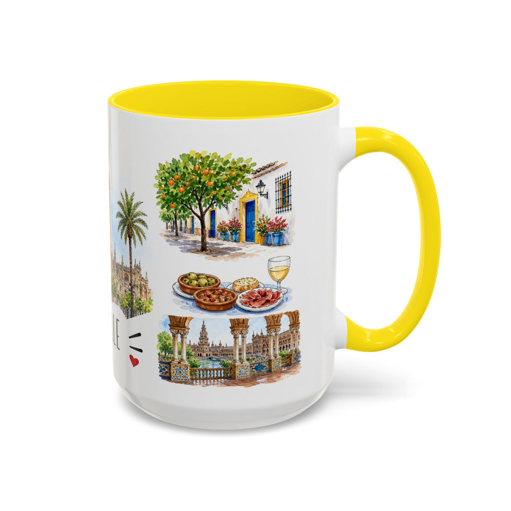 Seville Illustrated Travel Mug | City Souvenir Accent Coffee Mug | 11oz 15oz Ceramic Cup