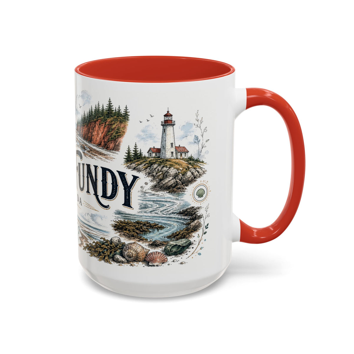 Bay of Fundy Mug, Canada Travel Souvenir, Bucket List Gift, Accent Ceramic Coffee Mug 11oz 15oz