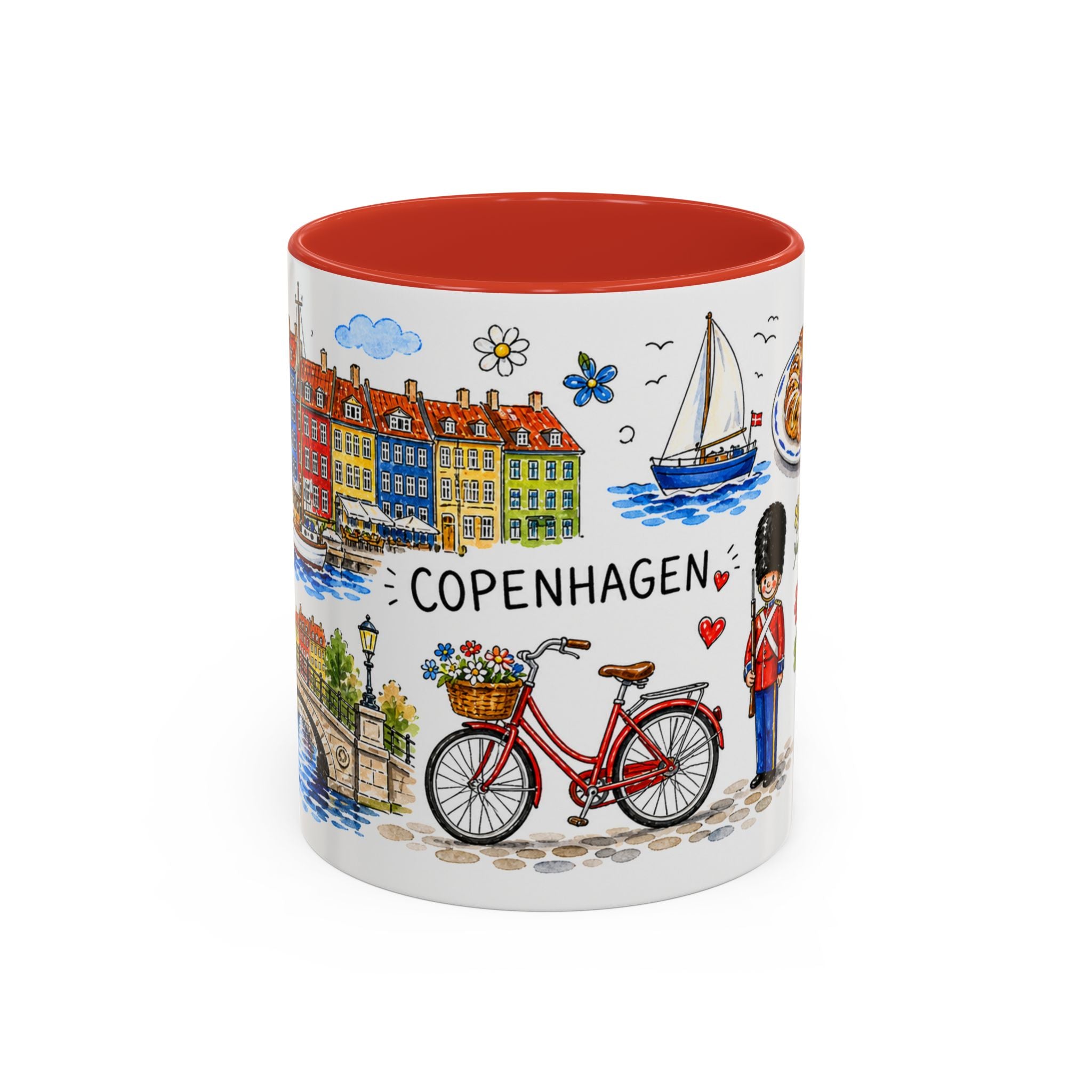 Copenhagen Travel Mug | European City Souvenir Accent Coffee Mug | 11oz 15oz Ceramic Cup