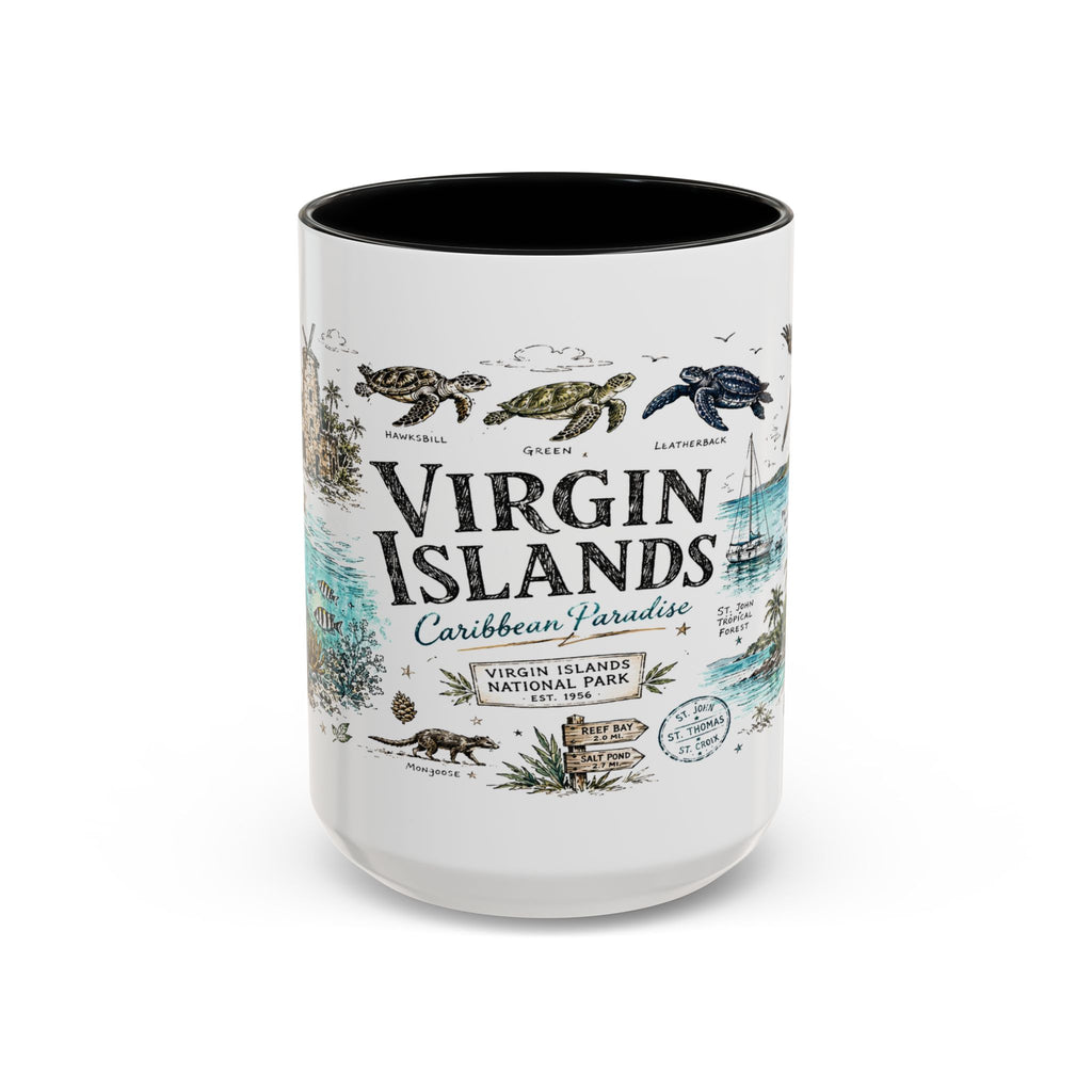 Virgin Islands National Park Coffee Mug | Caribbean Beach Snorkeling Reef Gift | Accent Color Ceramic 11oz 15oz