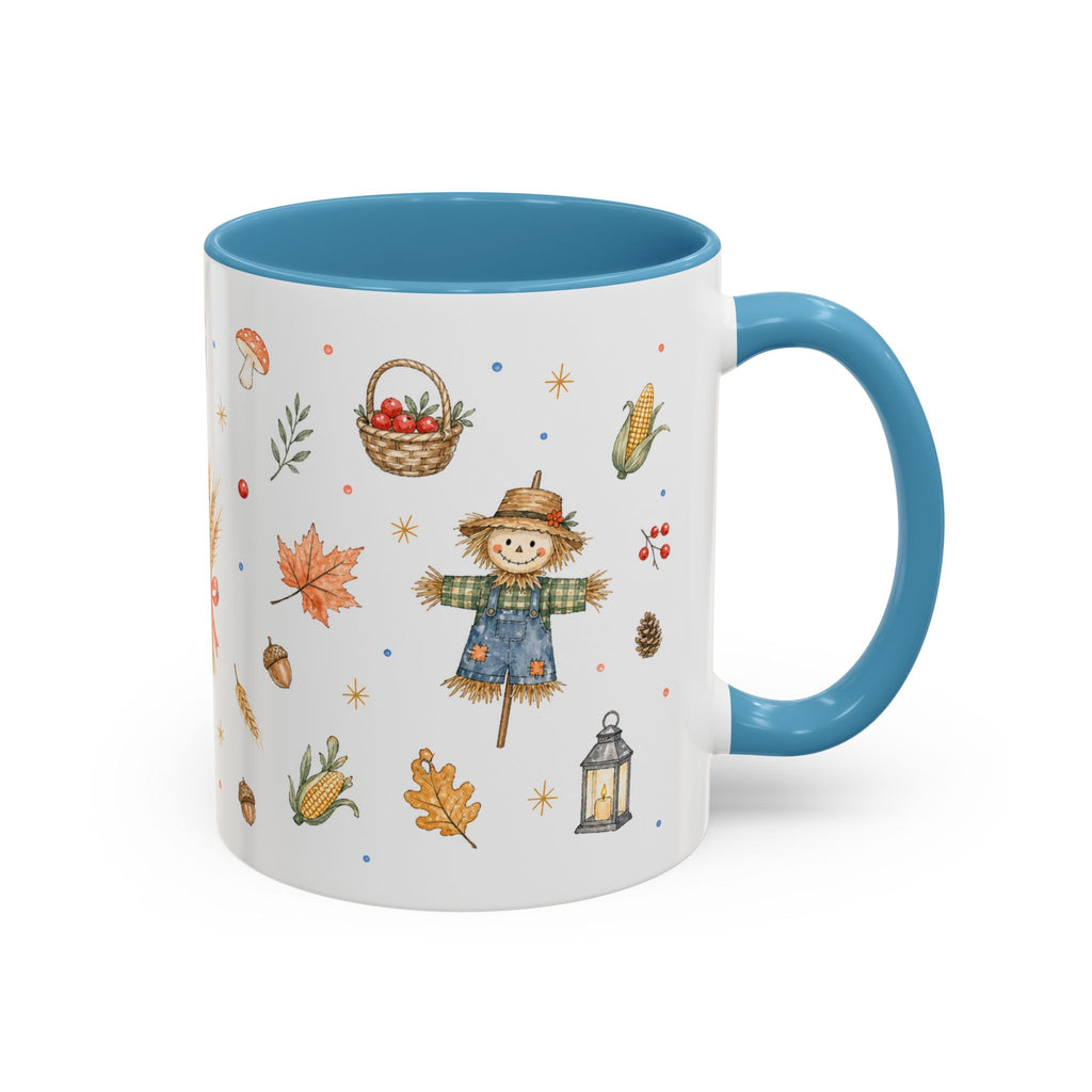 Thanksgiving Mug | Country Harvest Watercolor Gift | Pumpkin Scarecrow Accent Cup 11oz 15oz