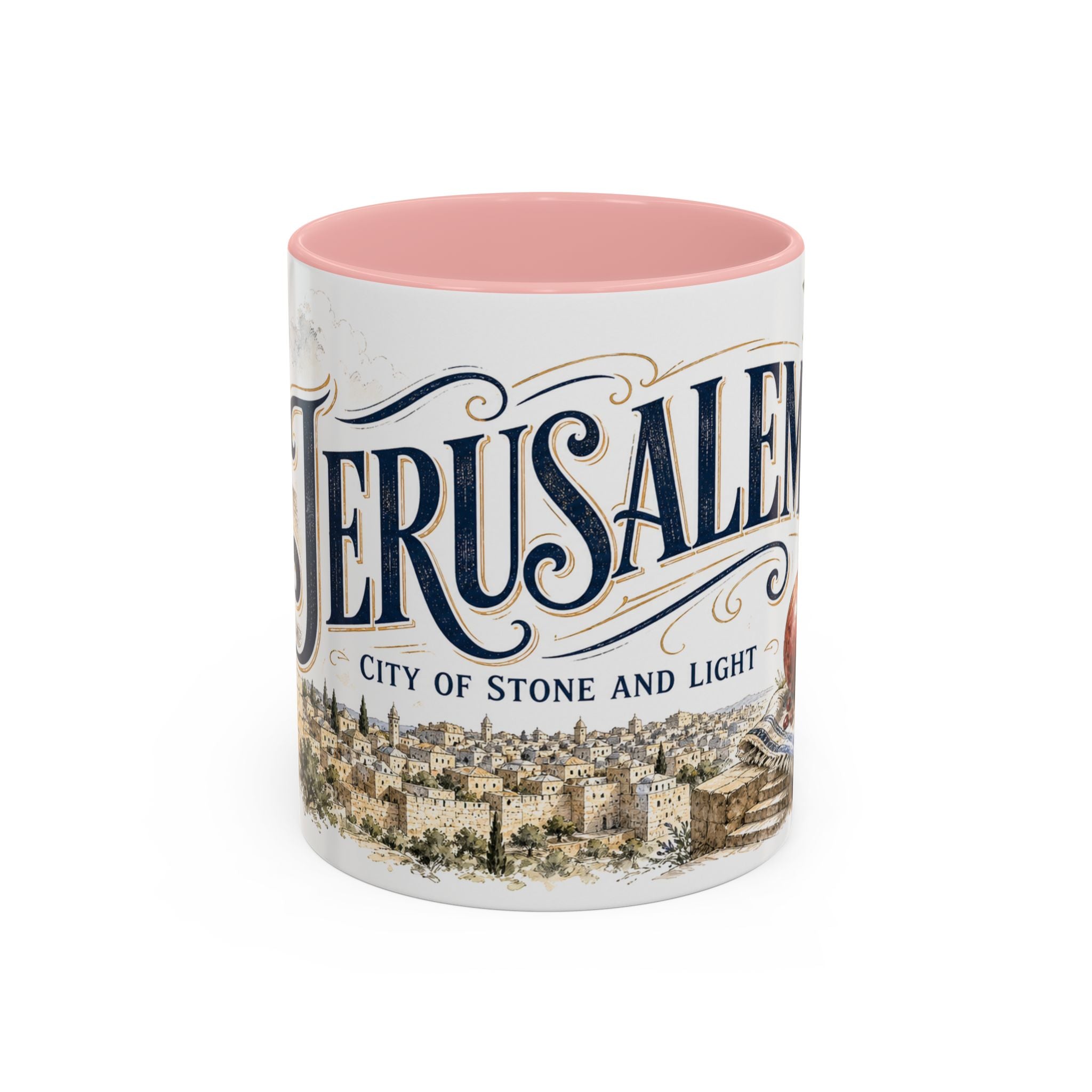 Jerusalem Coffee Mug | Jerusalem region Travel Souvenir | Vintage Illustrated City Gift | 11 oz 15 oz Accent Mug