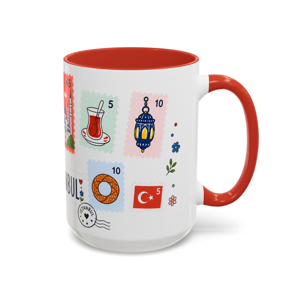 Istanbul Coffee Mug | Postage Stamp Collage Mug | Travel Souvenir Accent Cup 11oz 15oz