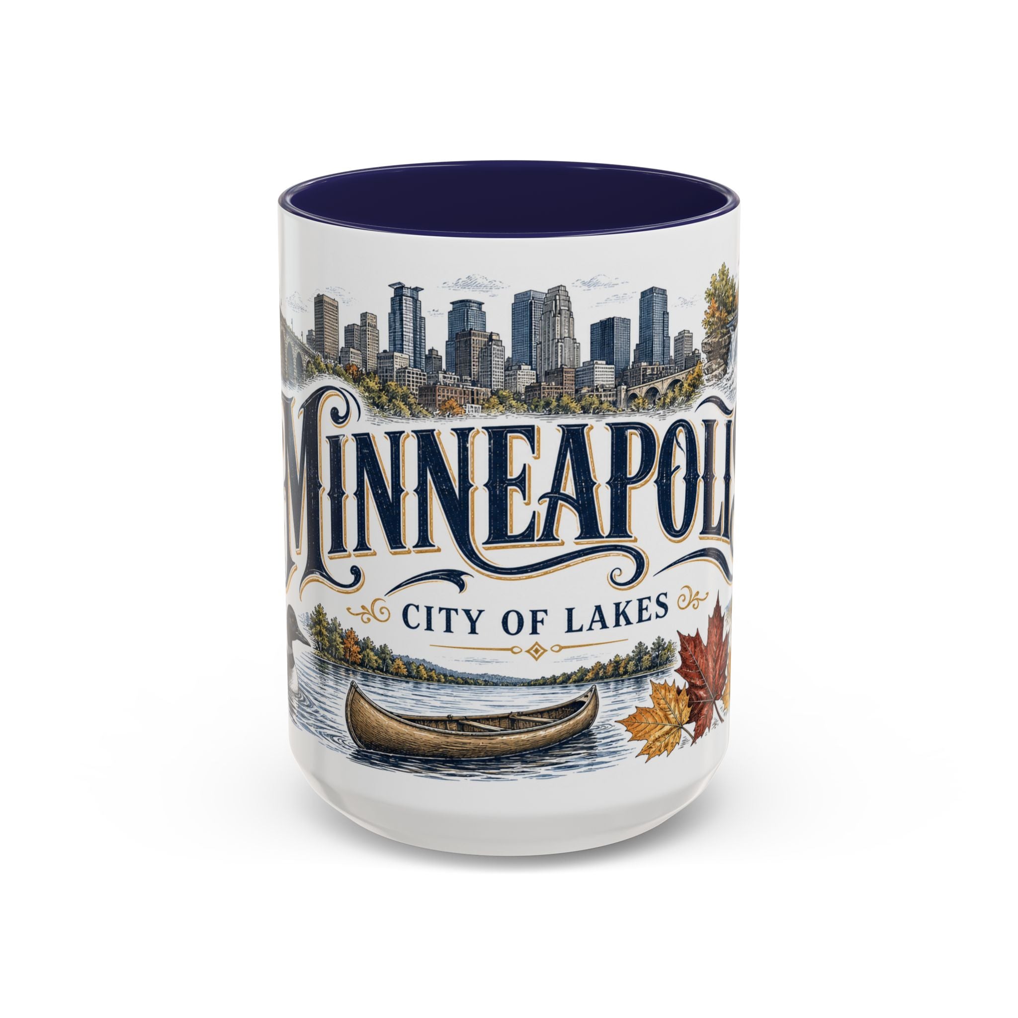 Minneapolis Coffee Mug | United States Travel Souvenir | Vintage Illustrated City Gift | 11 oz 15 oz Accent Mug
