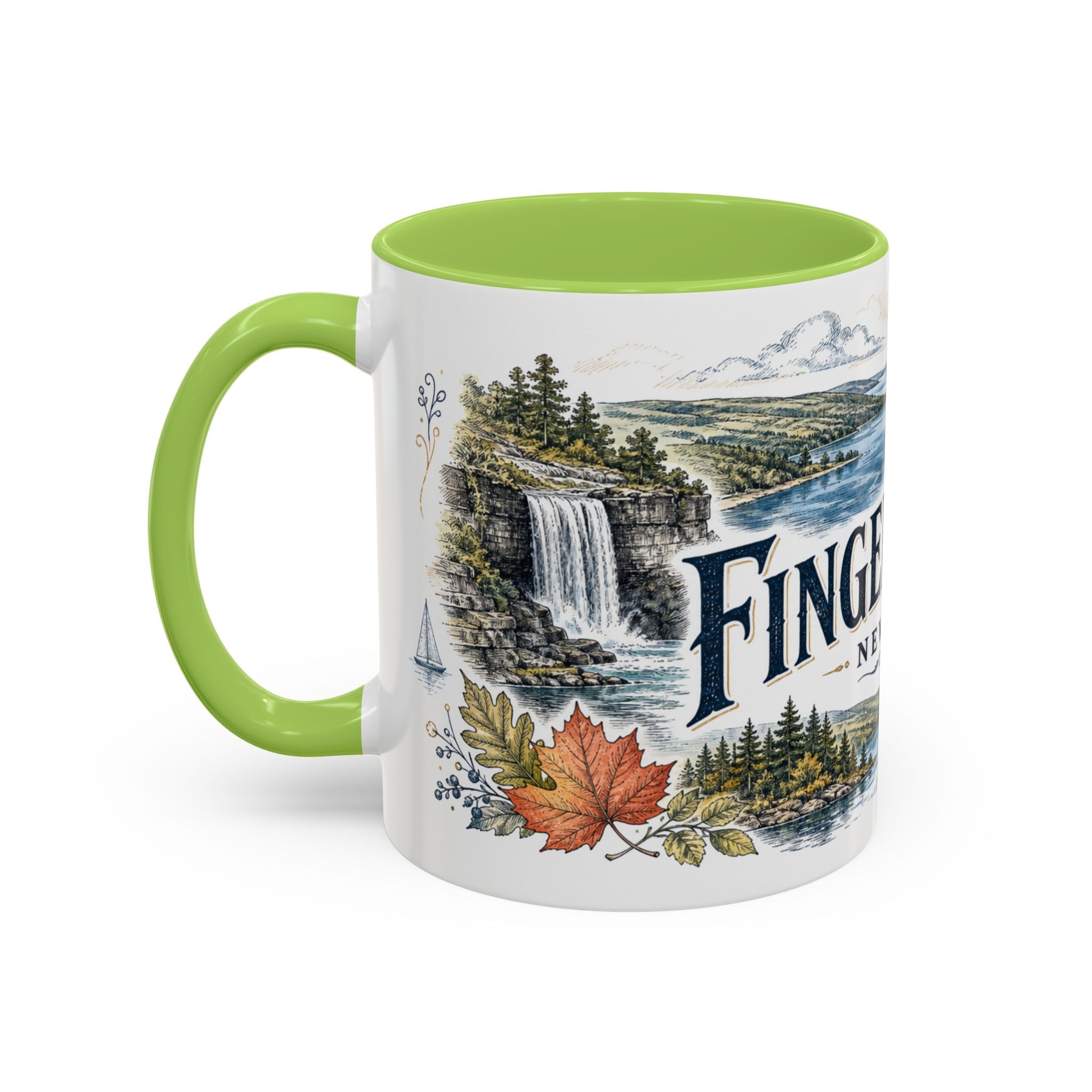 Finger Lakes Mug, New York Travel Souvenir, Bucket List Gift, Accent Ceramic Coffee Mug 11oz 15oz