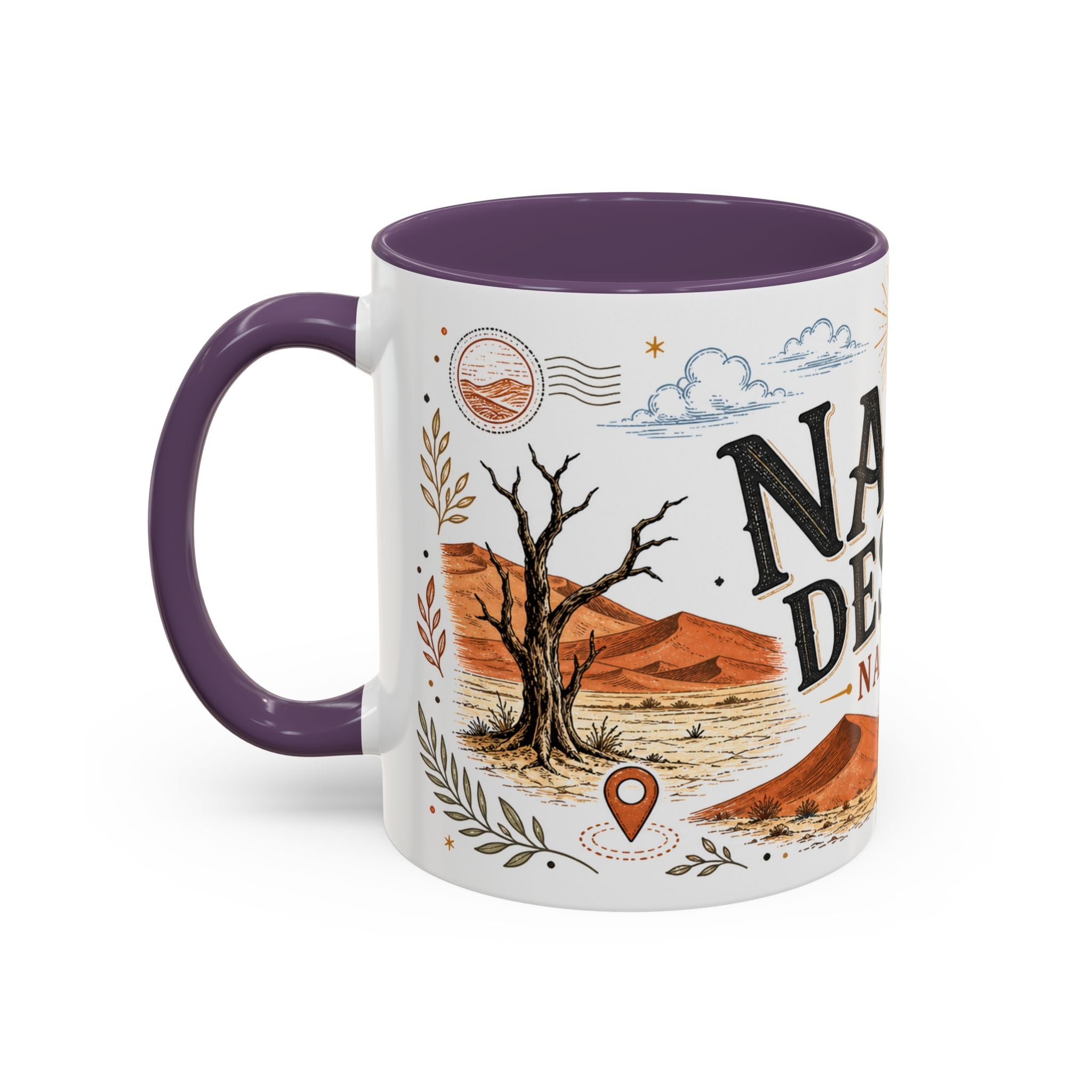 Namib Desert Coffee Mug | Travel Destination Souvenir Gift | Accent Color Ceramic 11oz 15oz